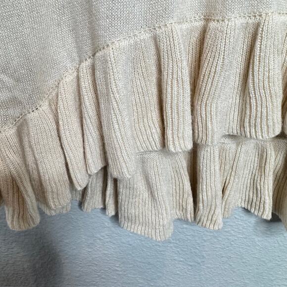 Claudia Nichole Luxury Silk/Cashmere Cream Ruffle Pullover Sweater Sz Med - Picture 6 of 12